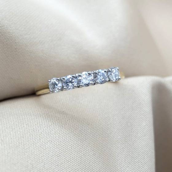 0.51ct SI/F-G Round Cut Natural Diamond 5 Stone Ring