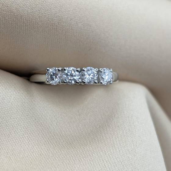 0.71ct SI/F-G Round Cut Natural Diamond 4 Stone Ring