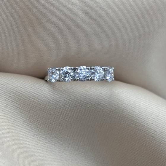 1.55ct SI/F-G Round Cut Natural Diamond 5 Stone Ring