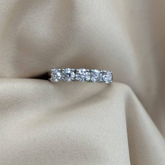1.21ct SI/F-G Round Cut Natural Diamond 5 Stone Ring
