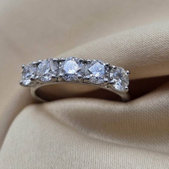 1.55ct SI/F-G Round Cut Natural Diamond 5 Stone Ring