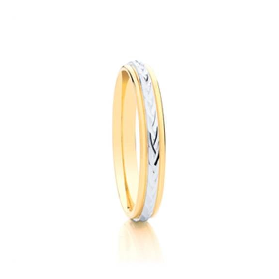 3mm Two Tone Patterned Wedding Ring