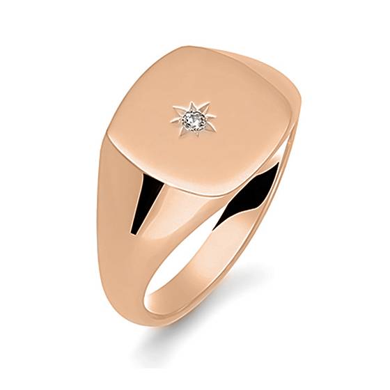 Round Diamond Gents Cushion Signet Ring