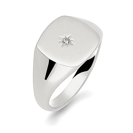 Round Diamond Gents Cushion Signet Ring