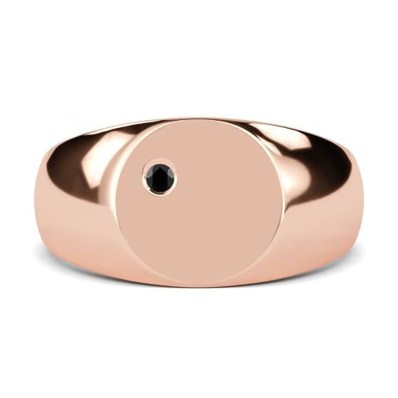 Round Black Diamond Bezel Set Gents Oval Signet Ring