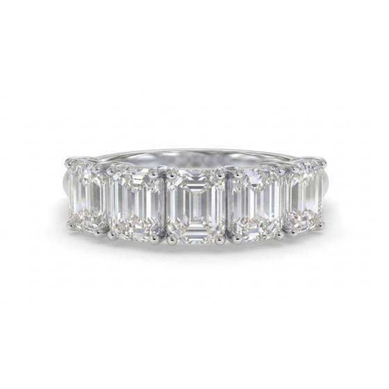 2.11ct VVS/E-F Emerald Cut Lab Grown Diamond 5 Stone Ring
