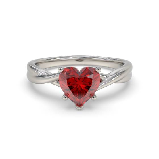Classic Heart Ruby Solitaire Ring