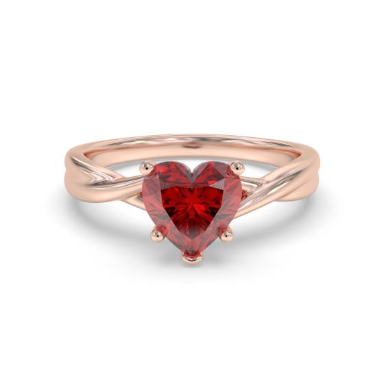 Classic Heart Ruby Solitaire Ring