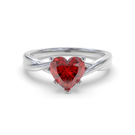 Classic Heart Ruby Solitaire Ring