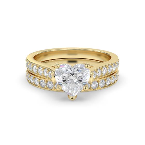 Heart Shoulder Set Ring With Matching Band