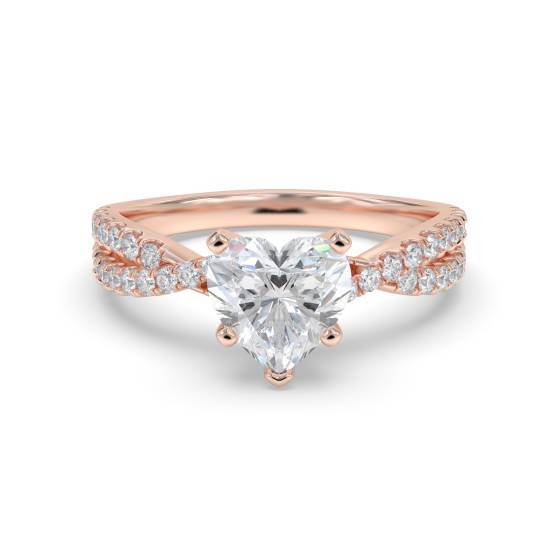 Unique Heart and Round Diamond Ring