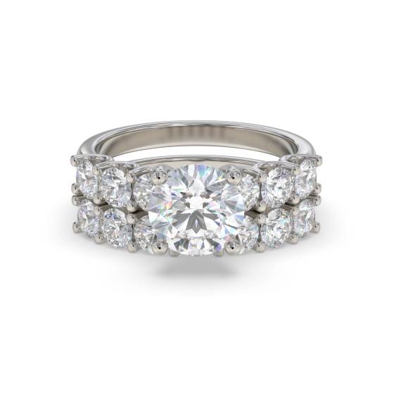Round Diamond Shoulder Set Ring With Matching Band