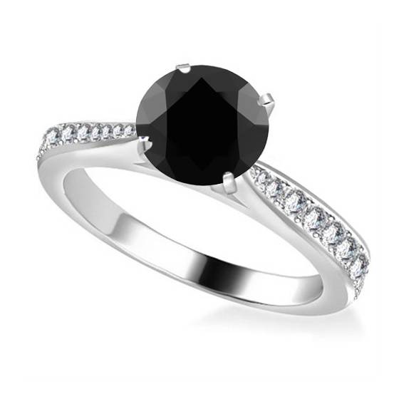 Black Diamond Shoulder Set Ring