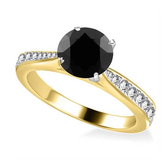 Black Diamond Shoulder Set Ring
