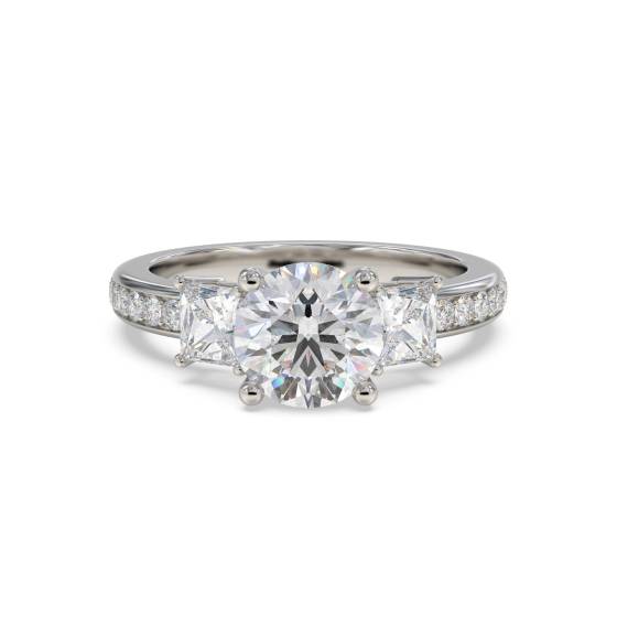 3 Stone Diamond Ring With Shoulder Diamonds