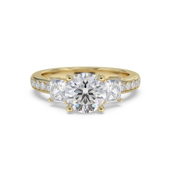 3 Stone Diamond Ring With Shoulder Diamonds