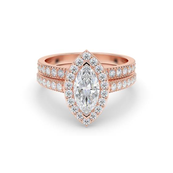 Marquise Shoulder Set Ring With Matching Band