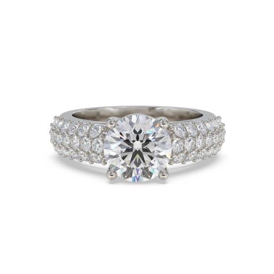 Three Row Round Diamond Vintage Ring