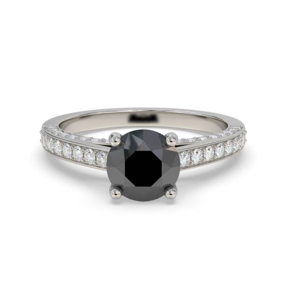 Black Diamond Shoulder Set Ring