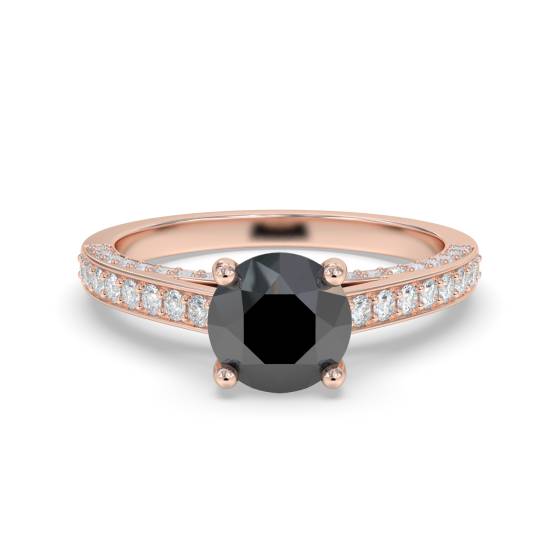 Black Diamond Shoulder Set Ring