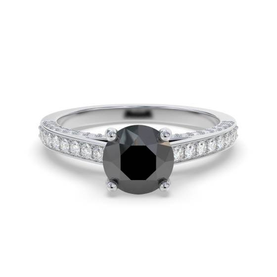Black Diamond Shoulder Set Ring