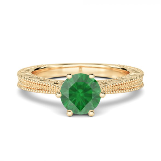 Vintage Emerald Diamond Solitaire Ring