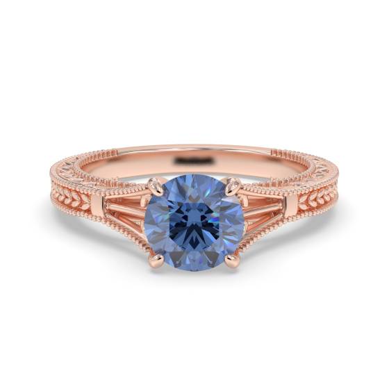 Unique Single Blue Sapphire Vintage Filgree Style Ring