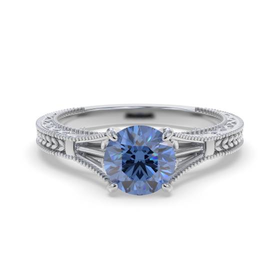Unique Single Blue Sapphire Vintage Filgree Style Ring