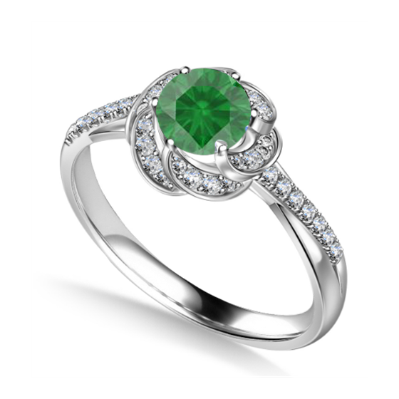 Floral Halo Emerald Diamond Infinity Ring
