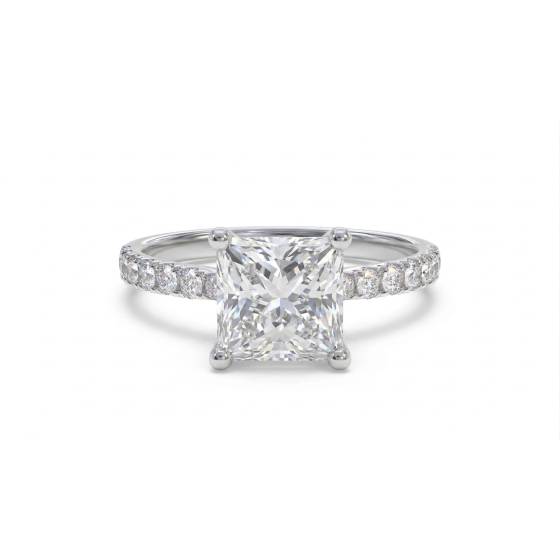 1.30ct VVS1/E Princess Cut Lab Grown Diamond Shoulder Set Ring