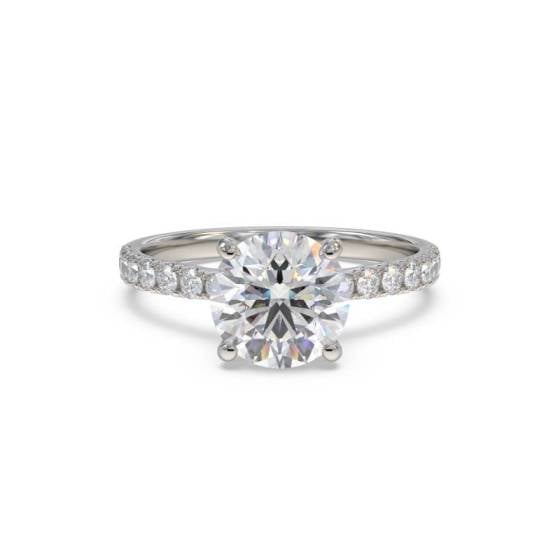 3.20ct VVS2/E Round Cut Labgrown Shoulder Set Ring