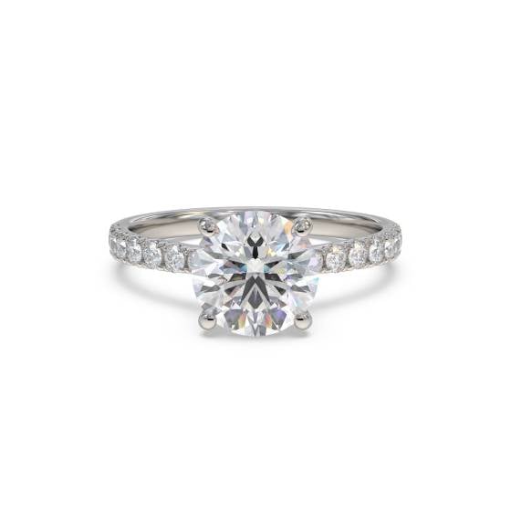 Round Diamond Shoulder Set Engagement Ring