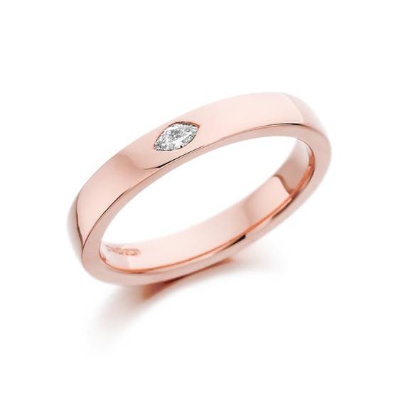 3mm Mens Marquise Diamond Wedding Band