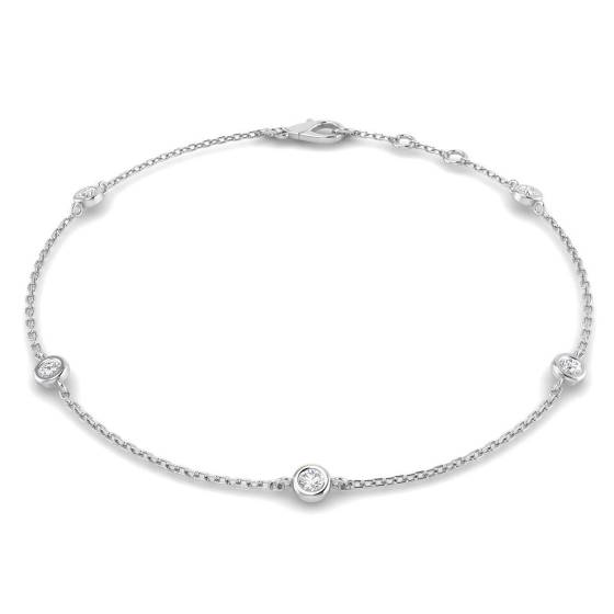 0.70ct VVS/D-E Lab Grown Round Diamond 7.5 Inches Bezel Bracelet in 9k White Gold