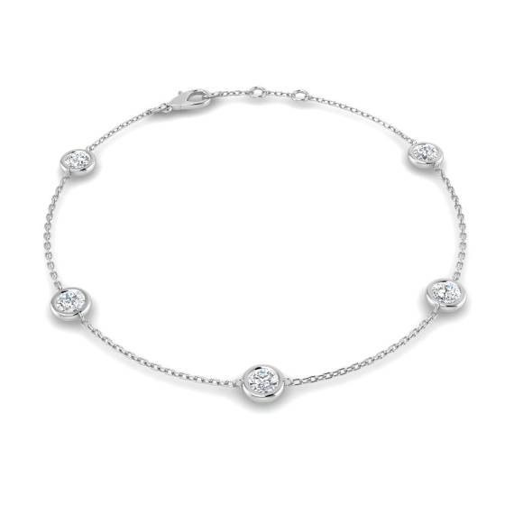 0.70ct VVS/D-E Round Cut Labgrown Diamond 7.5Inches Bezel Bracelet