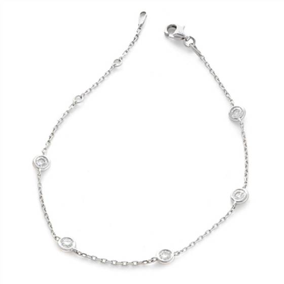 0.70ct VVS/D-E Round Cut Labgrown Diamond 7.5Inches Bezel Bracelet
