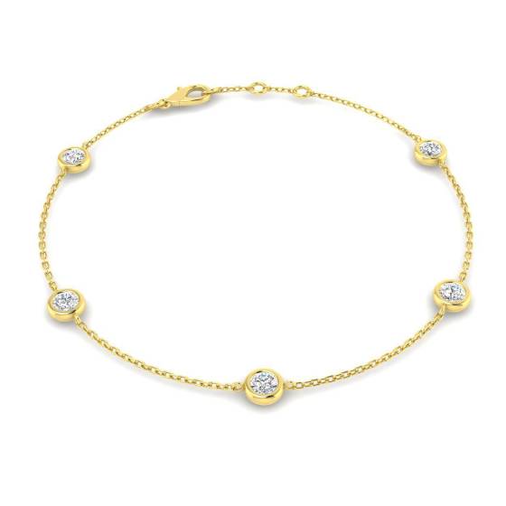 0.70ct VVS/D-E Round Cut Labgrown Diamond 7.5Inches Bezel Bracelet