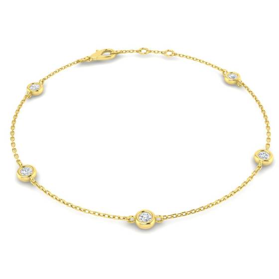 0.70ct VVS/D-E Round Cut Lab Grown Diamond 7.5Inches Bezel Bracelet
