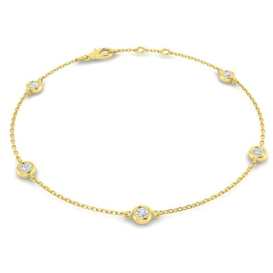0.70ct VVS/D-E Round Cut Labgrown Diamond 7.5Inches Bezel Bracelet