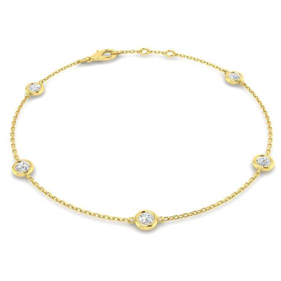 0.55ct VS/F-G Round Cut Natural Diamond 6Inches Chain Bracelet