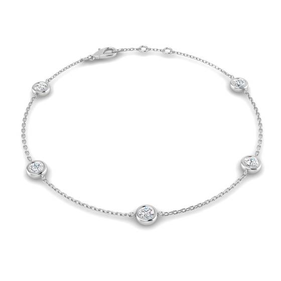 0.70ct VS/E-F Round Cut Labgrown Diamond Rubover Tennis Bracelet
