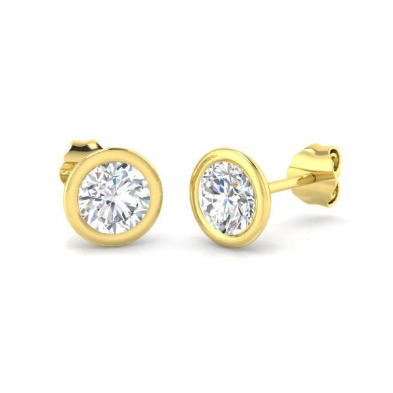 1.02ct VVS/E-F Round Cut Lab Grown Diamond Rubover Stud Earrings