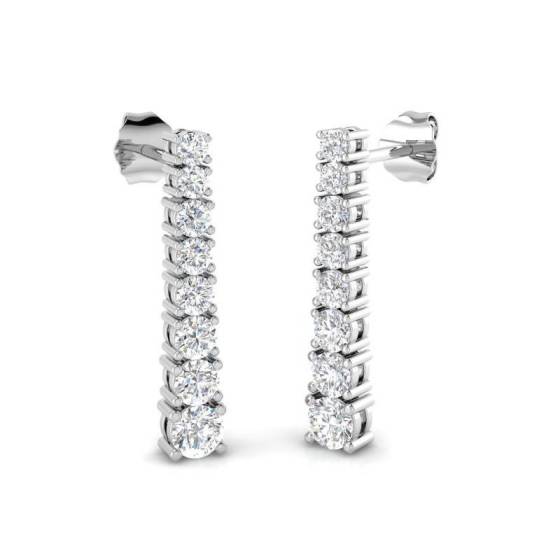 1.09ct VVS/D-E Round Cut Labgrown Diamond Graduating Drop Earrings