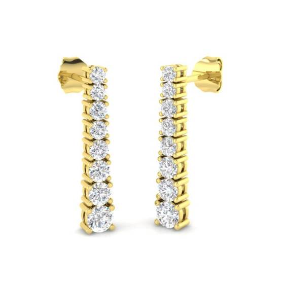 1.09ct VVS/D-E Round Cut Labgrown Diamond Graduating Drop Earrings