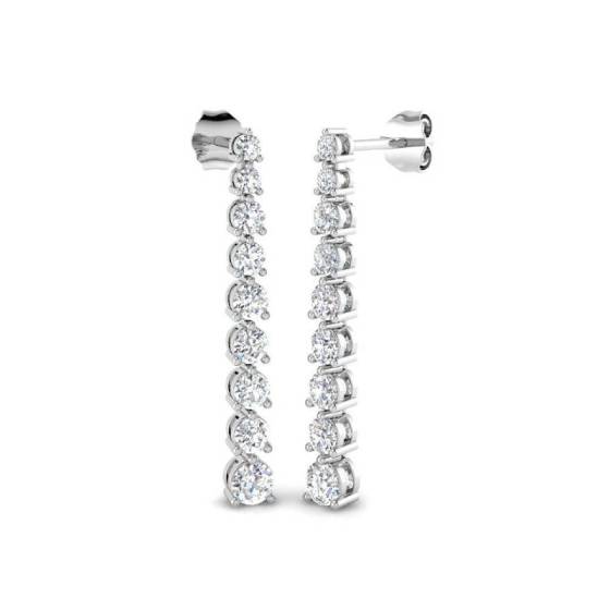 1.46ct VVS/D-E Round Cut Labgrown Diamond Graduating Drop Earrings