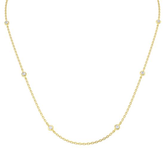 1.49ct VVS/E-F Round Cut Labgrown Diamond Rubover Chain Necklace