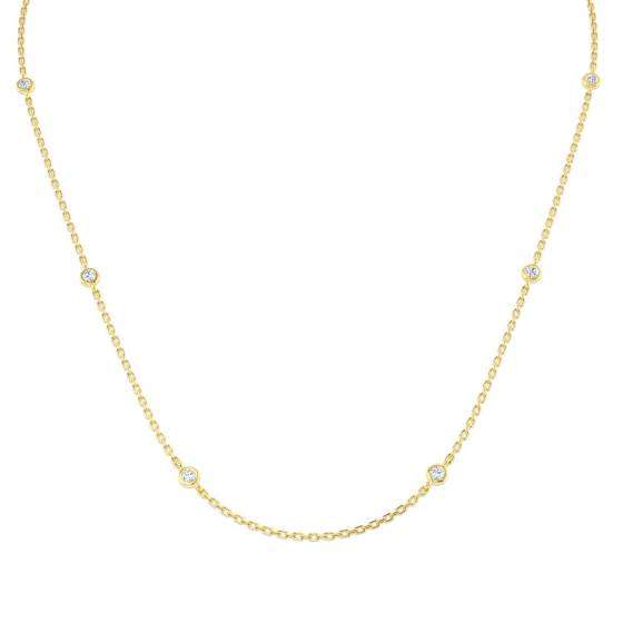 0.8ct VVS/D-E Round Cut Labgrown Diamond 16Inches Rubover Chain