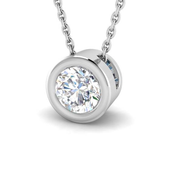0.47ct VVS/E-F Round Cut Lab Grown Diamond 16Inches Rubover Solitaire Pendant