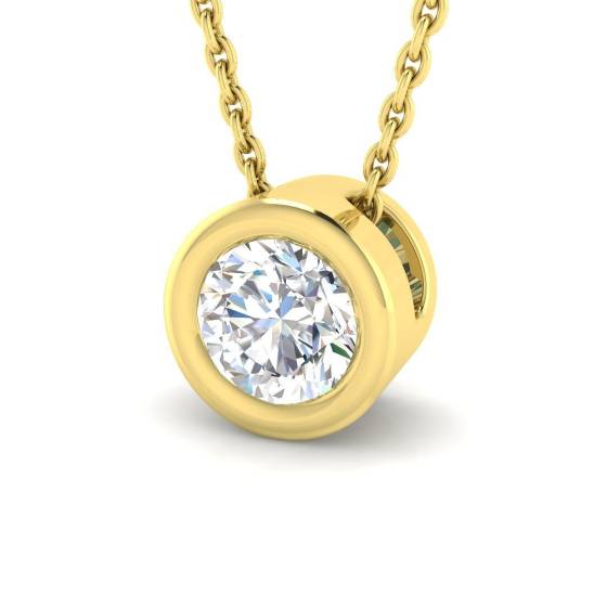 0.47ct VVS/E-F Round Cut Labgrown Diamond Rubover Solitaire Pendant