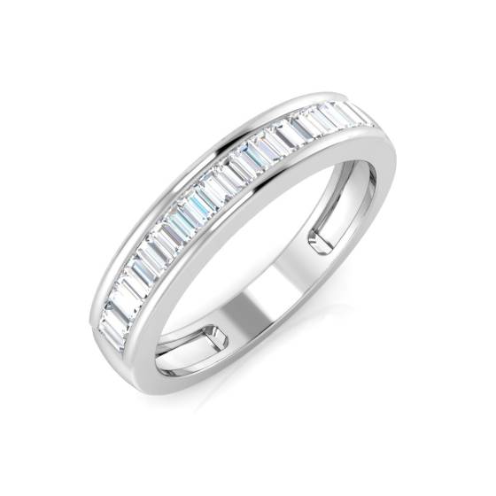 0.50ct VS/F-G Baguette Cut Natural Diamond Half Eternity Ring